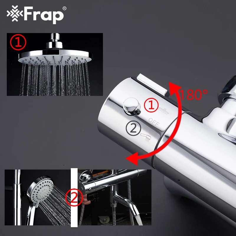 Billig Frap Dusche Thermostat Wasserhahn Dusche Armaturen Bad Bad Dusche Mixer Set Wasserfall Regen Dusche Kopf Set Badewanne Wasserhahn Tap