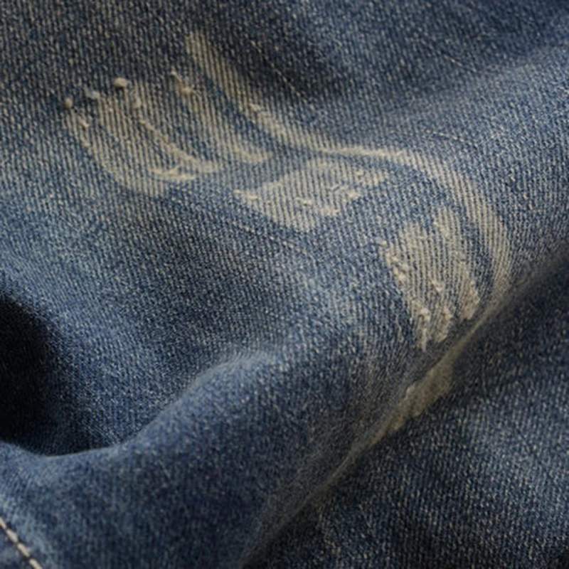 Famous Fashion Designer Jeans Men Straight Dark Blue Color Printed Mens Jeans Ripped Jeans 100% Cotton