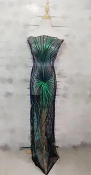 

embroidered Lace fabric sat-42020 Latest Style sequins Nigerian Tulle Mesh Lace