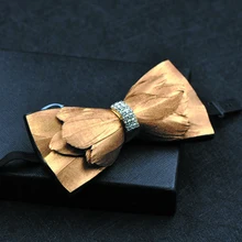 Новинка, модный мужской галстук-бабочка ручной работы из натурального перьев, Сшитый Кожаный Галстук-бабочка для мужчин, жениха, свадьбы