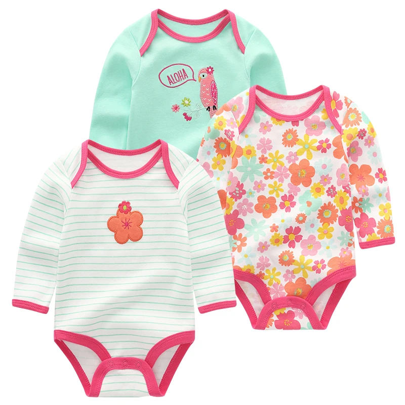 

3Pcs/lot Newborn Baby Bodysuit Cotton Fashion Floral Design Printing Summer Clothing Jumpsuit Baby Girl Clothes
