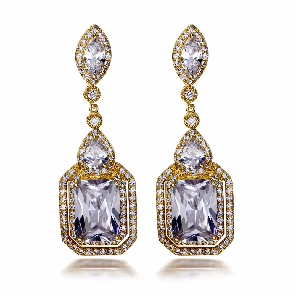 Buy Luxury Long Drop Women CZ Earrings Romantic Gift
