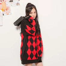 Средний длинный ромб женский свитер с длинным рукавом Повседневная Свободная уличная женская зимняя одежда befree