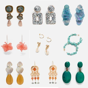 

Best lady Brand Design Stone Resin Shell Drop Dangle Earrings for Women 32 Style Fashion Jewelry Bohemian Wedding Party Gifts