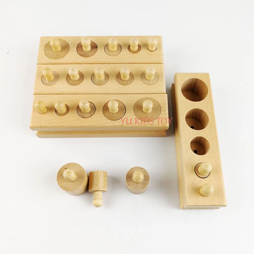 Montessori Materials Montessori Toys Educational Games Cylinder Socket Blocks Wooden Math Toys For Children 1 2 3 Years Old Z30