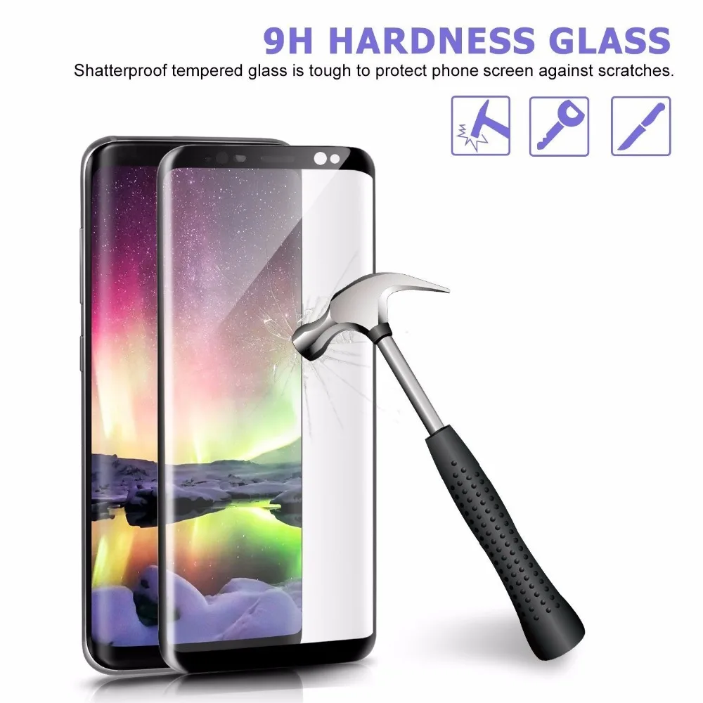 

Tempred Glass For Samsung Galaxy S9 S9 plus S8 S8+ 3D Curved Round For Samsung Note 8 9 Glass Protective Glass Screen Protector