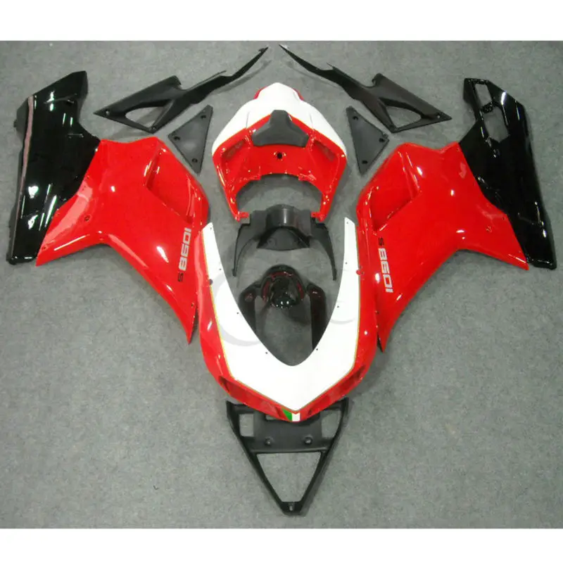 Мотоцикл Красный Черный ABS обтекатель кузова Комплект для Ducati 1098 848 1198 2007-2012 впрыска