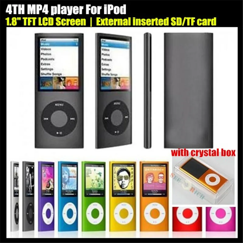 4TH 1.8″ LCD Screen Sport MP3 player External inserted TF Card,(no SD/TF Card),Video FM Radio Music HD MP3 Player,+Crystal Box