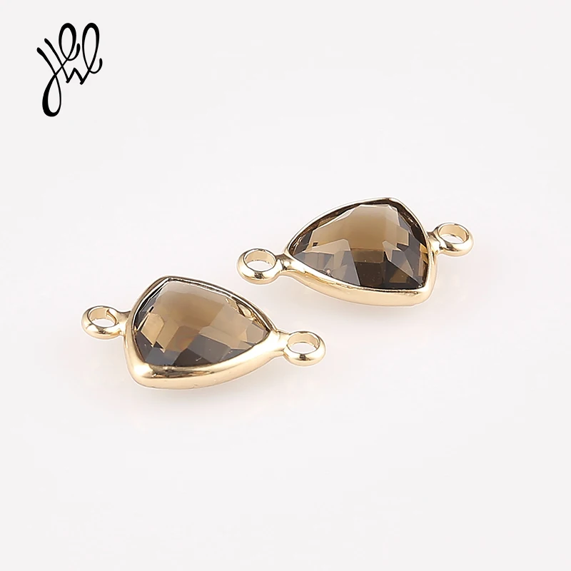 10pcs Triangle Glass Beads Necklace Bracelet For Jewelry Making Gifts Women Wholesale Bead Charms Golden Plated Brass | Украшения и