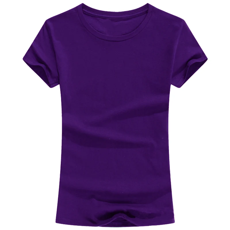 Женские футболки летняя футболка женская однотонная Повседневная футболка с коротким рукавом и круглым вырезом женские Топы Женская футболка - Цвет: Purple