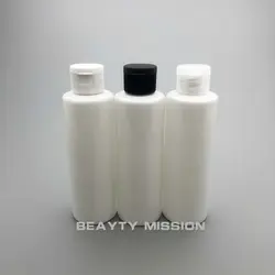 Красоты Миссия белый 36 шт. 150 мл Пластик пустой ПЭТ плоским плечо бутылка с флип Кепки 250cc косметической многоразового Sub розлива