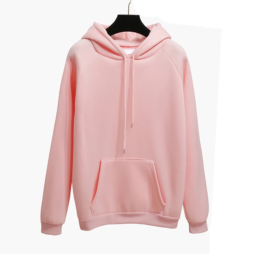  Autumn Winter Fashion Solid color Harajuku Lotus root pink Pullover Thick Loose Women Hoodies Sweat