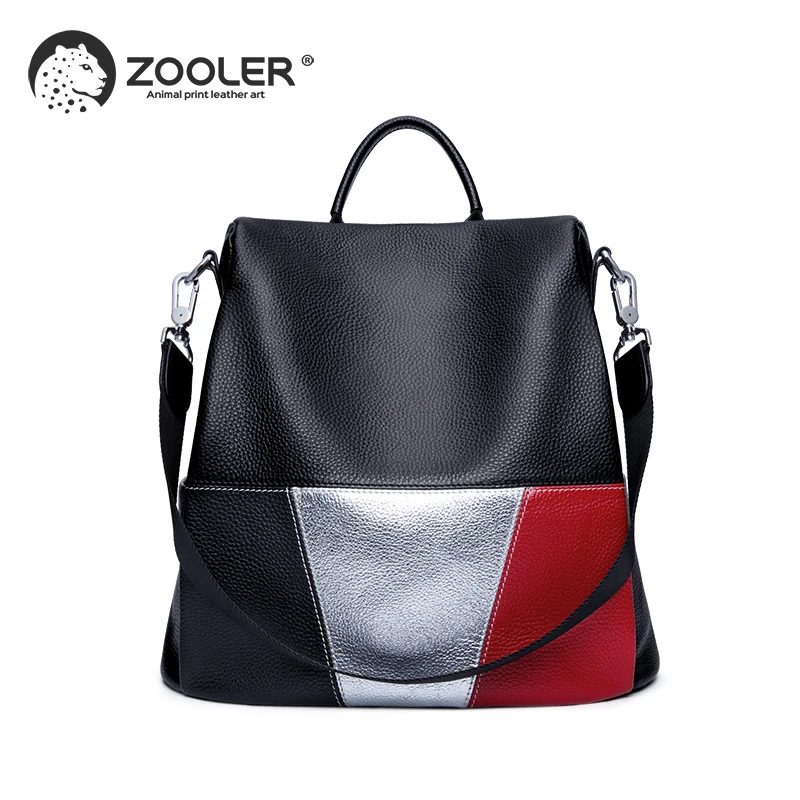 

2018 Zooler Genuine Leather backpacks black designed Patchwork soft cowhide backpacks women travel bag quality Bolsas#xs200