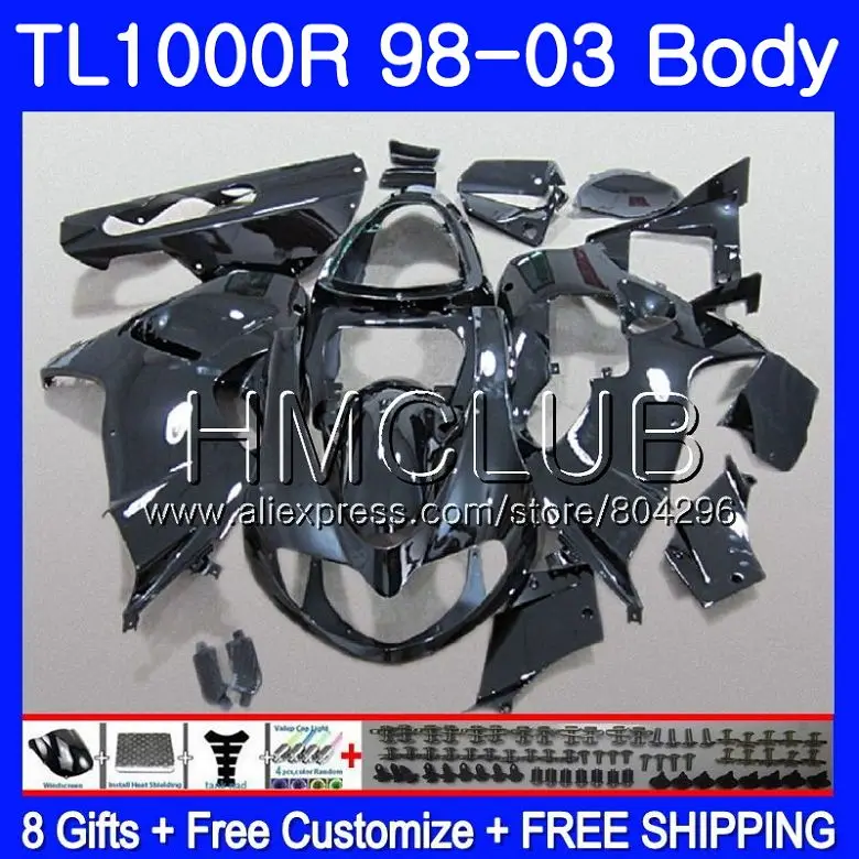 

SRAD For SUZUKI TL 1000 R TL1000R 98 99 00 01 02 03 25HM.16 TL1000 R TL 1000R 1998 1999 2000 2001 2002 2003 Fairing ALL Black