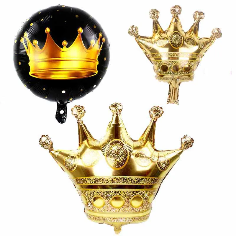 

50pcs 18 Inch/Large/Mini Gold Crown Foil black Balloon Birthday Helium balloons Decoration party gender reveal globos grandes