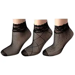 Шикарный уличная Для женщин черный носок Мягкие короткие носки летние дышащие ажурные сексуальные сетчатые носки
