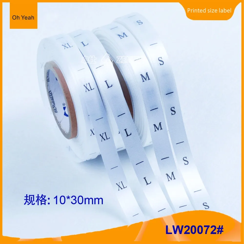 

Free shipping 500 pcs/roll printed satin size label Garment neck size labels clothing size tags