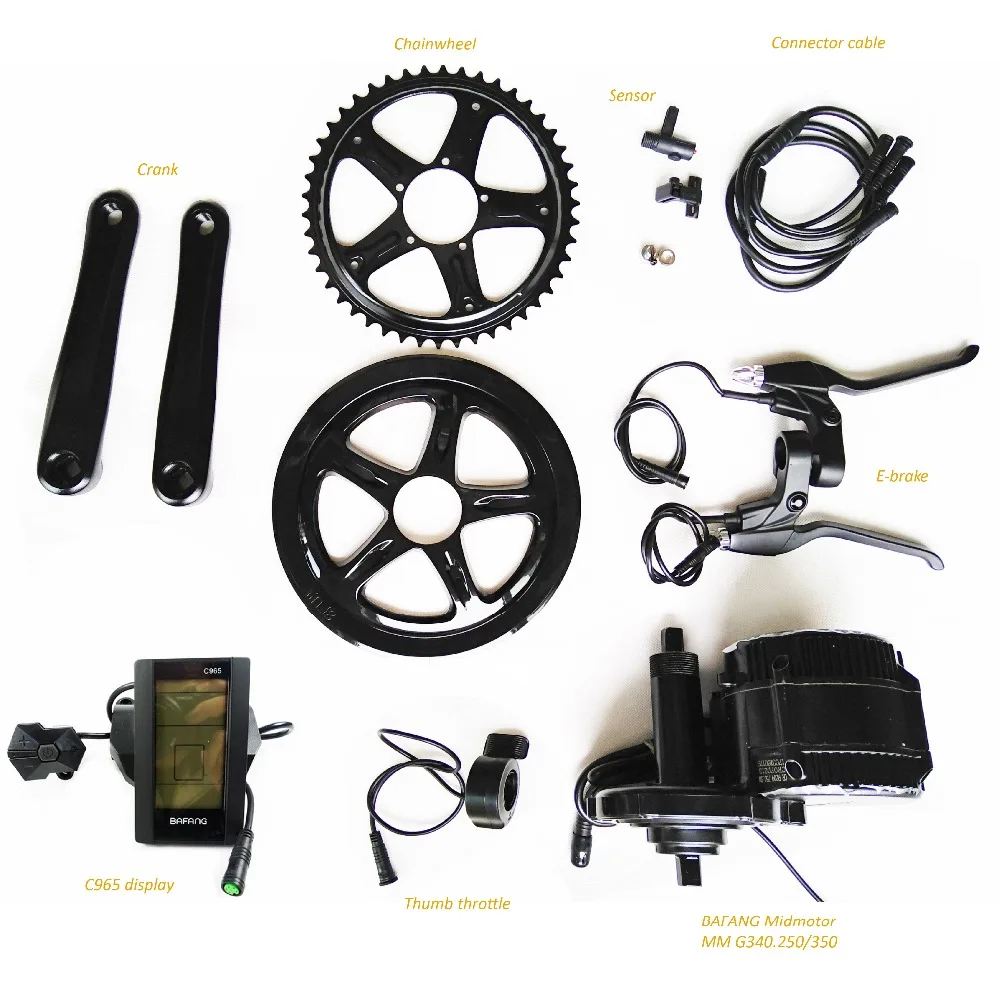 Excellent okfeet 36V350W Bafang Mid Crank Drive Motor Kits C961 LCD Display Geared Motor Kit Eletric Bicycle Ebike Kits 4