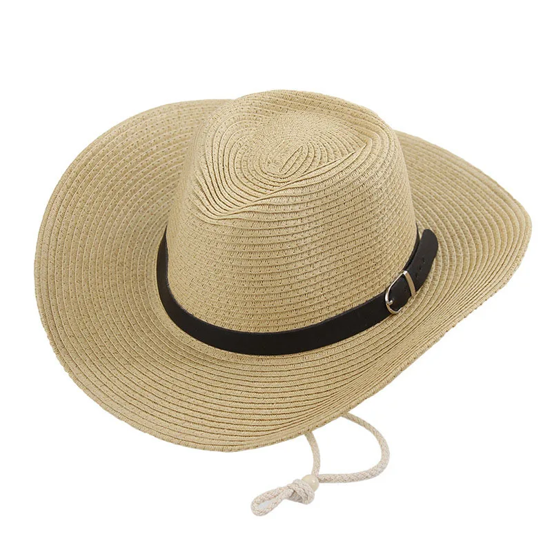 Surblue Men's Straw Sun Hat for Men Male Panama Fedora Beach Hat wide