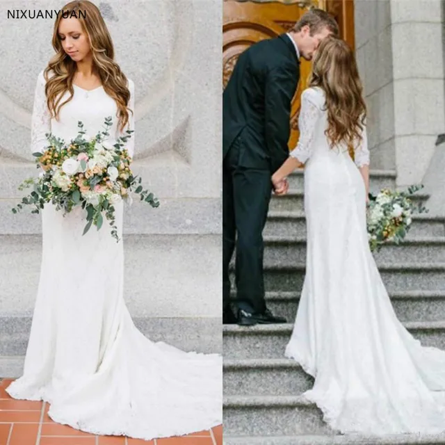 bohemian modest wedding dresses