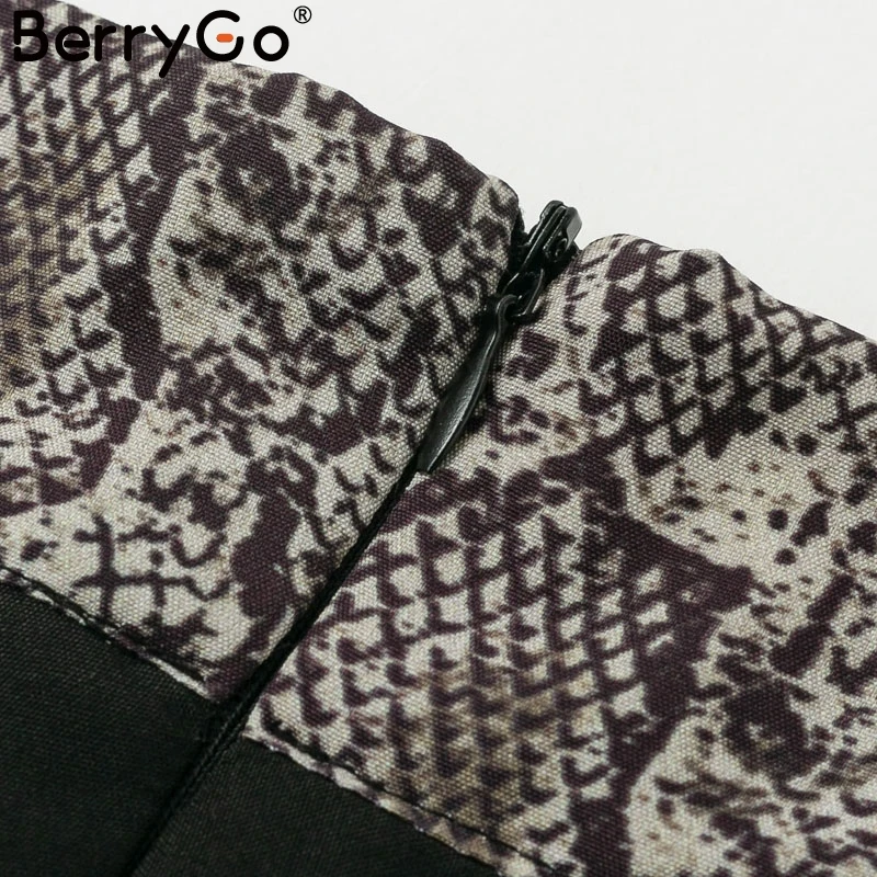 BerryGo змеиный принт Женская плиссированная юбка винтажная Лоскутная Эластичная