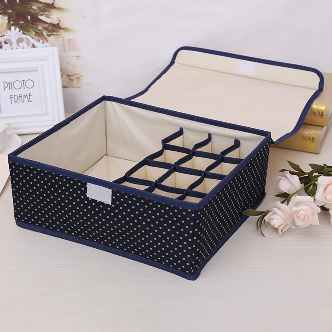 

1pcs Oxford Drawer Organizers Underwear Storage Box Bra Underwear Socks Drawer Divider Container Clothing Storage Blue Red Color