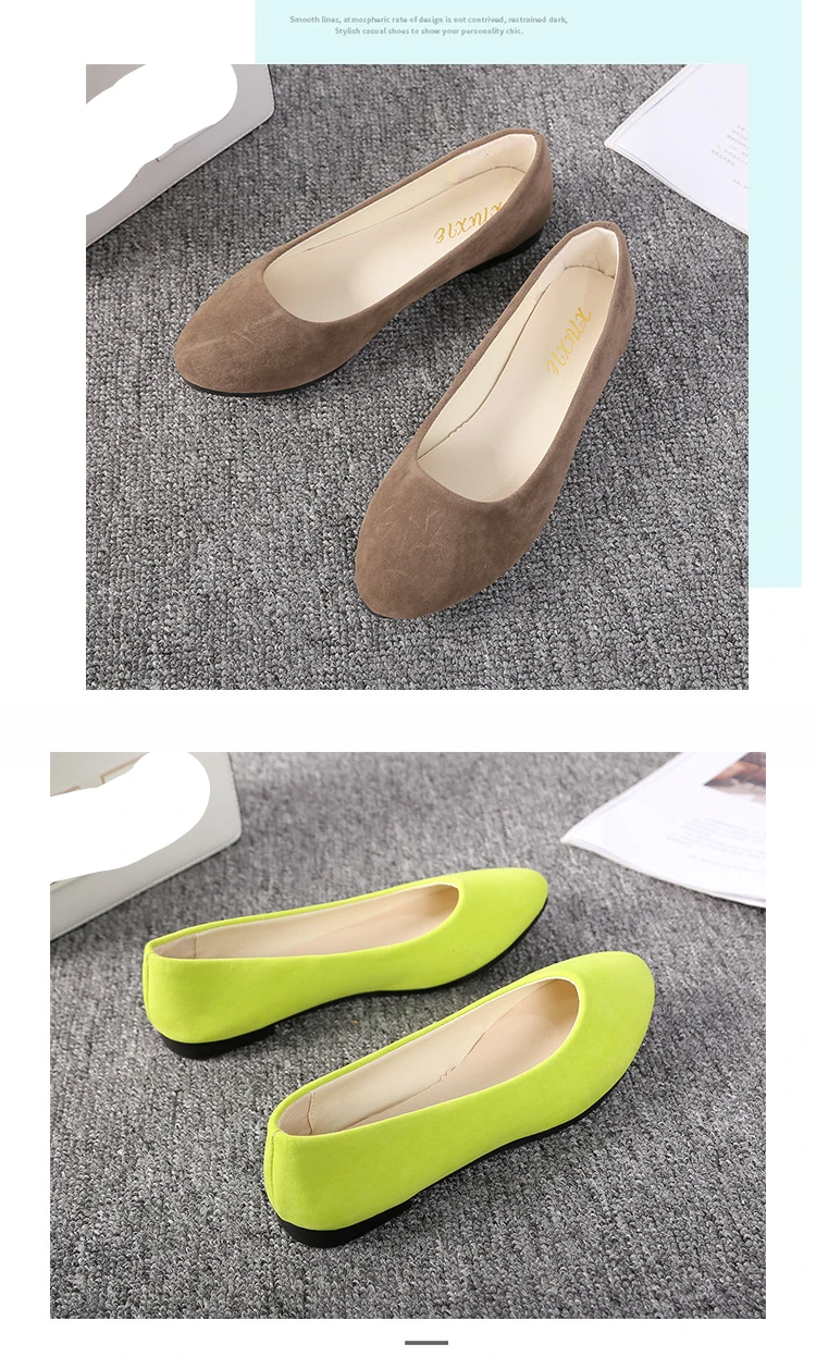 Slip On Women Flats Shoes Candy Color Pointed Toe Female Loafers Large Size Shoes Woman Spring Flock Ladies Ballet Flats WSH2214