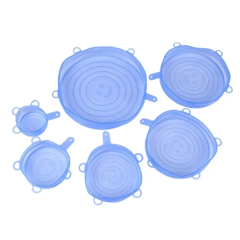 Многофункциональная силиконовая постельное белье пластиковая обертка Универсальная крышка кастрюли накладки для печати Пищевая силиконовая крышка кухонные принадлежности - Цвет: Синий