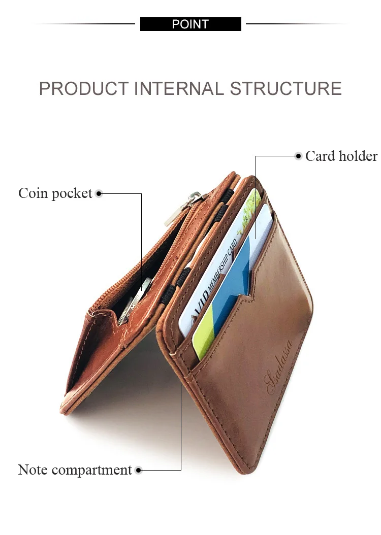 Модный мужской маленький кожаный волшебный кошелек с карманом для монет, мужской мини-кошелек, сумка для денег, кредитный держатель для карт, зажим для наличных