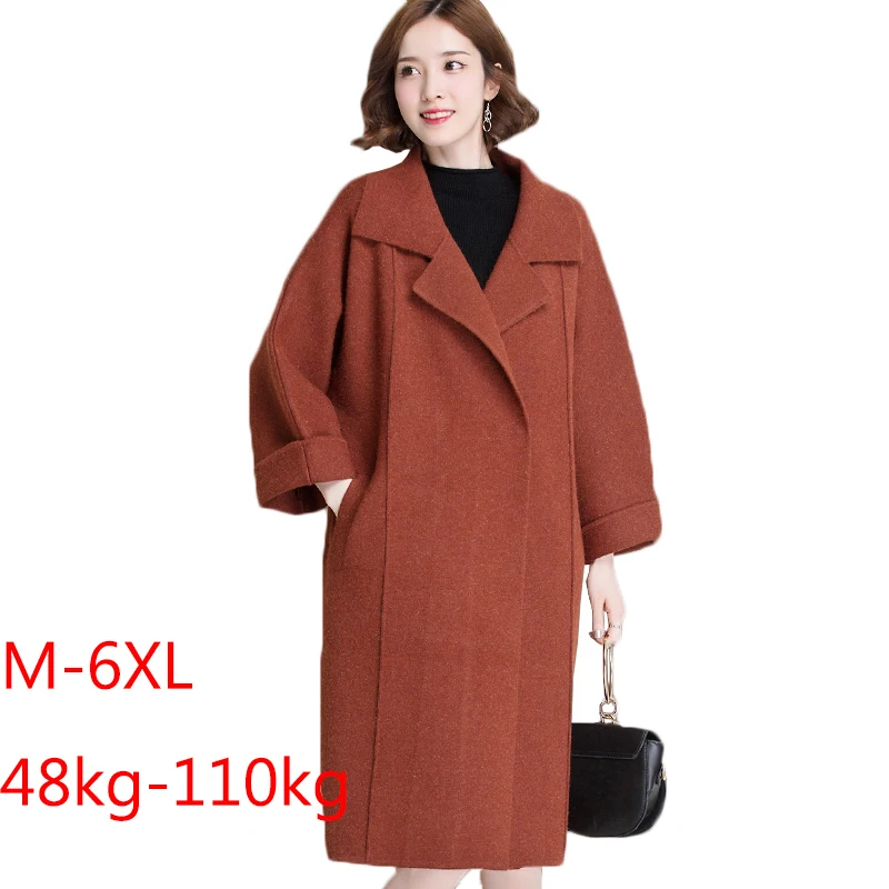 

2018 Spring new double-sided cashmere coat women loose woolen coats female female long wool jacket coat plus size M-6XL 100kg