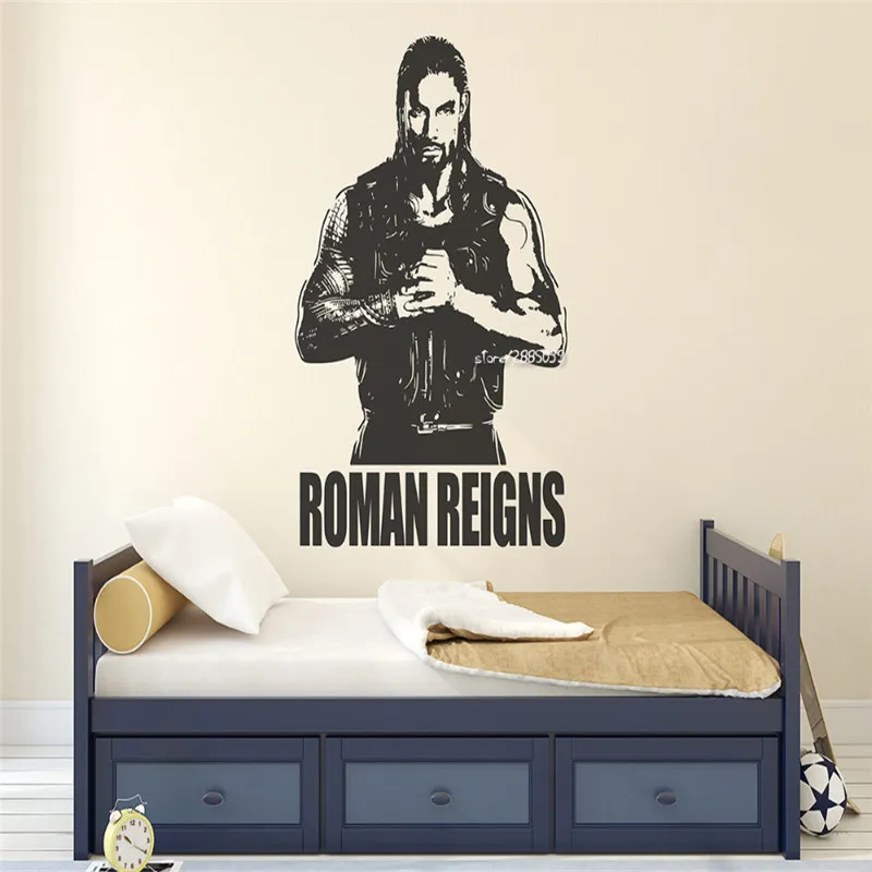 

Roman Reigns Vinyl Wall Stickers Creative Design Wall Decal Superstar Wrestlers Decor Teens Room Poster Wall Tattoo