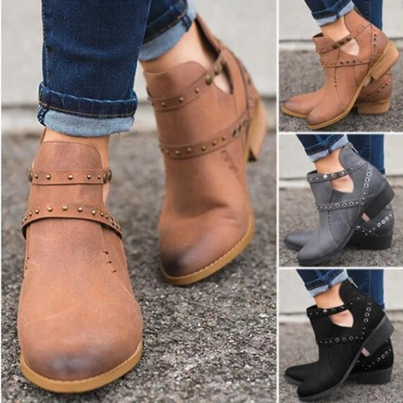 

Autumn Winter Women Boots Fashion Casual Ladies Shoes Martin Boots Suede Leather Buckle Boots High Heeled Zipper Snow Boot