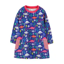 

2018 Christmas Dress Baby Girls Clothes Long Sleeve Girls Princess Dresses Children Dinosaur Dress Kids Clothing Vestidos