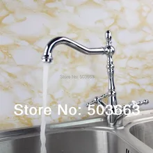 8632-9/3 современное шарнирное соединение кухонный кран из хромированной латуни кран Носик чаша умывальника, раковина с двумя ручками на бортике смеситель кран