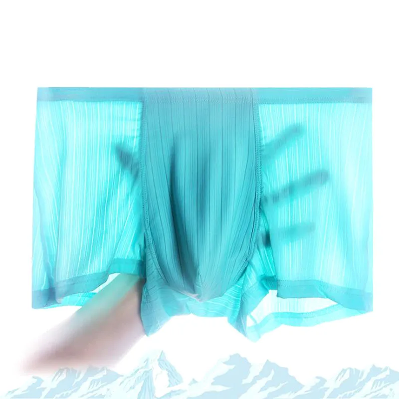 

Men's Underwear super thin Ice silk transparent breathable Soft elastic boxer pants men male boxers 133