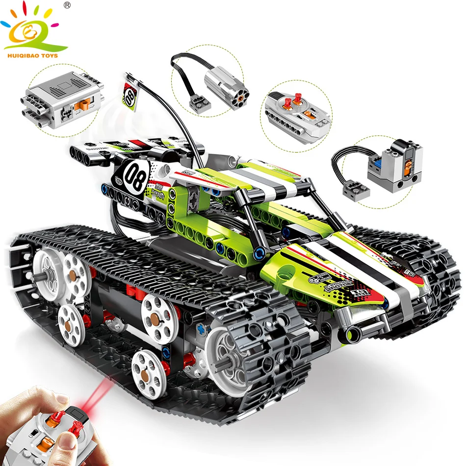 

HUIQIBAO TOYS 430pcs Technic Remote Control Tracked Racing car Building Blocks with Motor For Children Legorreta vehicle Bricks