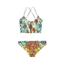 2017 Sexy Pineapple Print Bikinis Zipper Push Up Padded Swimwear Women Crop top Swimsuit Brazilian Bikini set Maillot de Bain