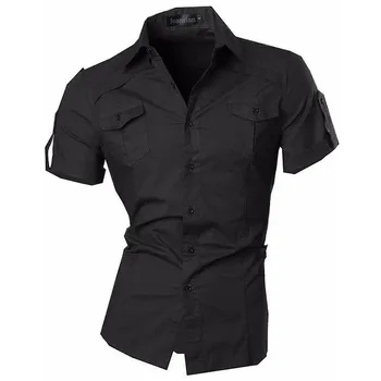 

Sportrendy Mens Summer Fashion Men's Fashion Slim Art Printing Long Sleeves Button Down Dress Shirts Tops JZS055