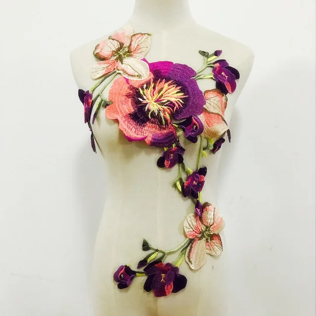 Аппликация вышивка цветок нашивки на одежду "сделай сам" Декор изысканный высокой плотности многослойная Вышивка Роза цветочный узор