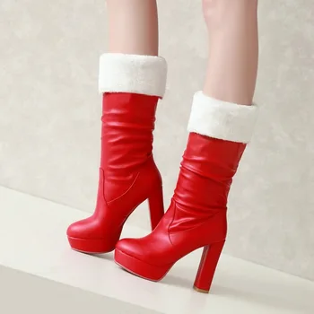 

Alionashoo 2018 New Women Boots Sexy Fashion Knee High Boots Sexy Thin Square Heel Boot Platform Woman Shoes Black size 34-43