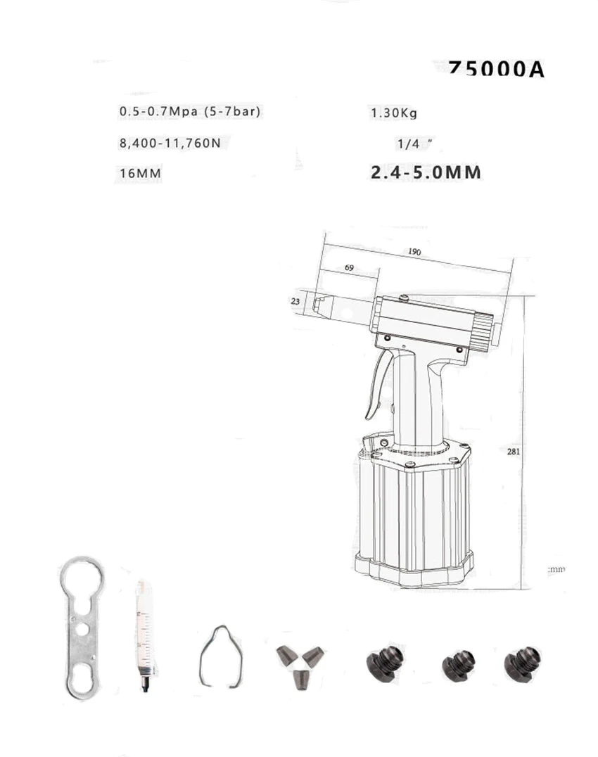Z5000A коммерческих пневматический пистолет заклепки гидравлический заклепочный инструмент воздуха клепальщик Мощность инструмент для