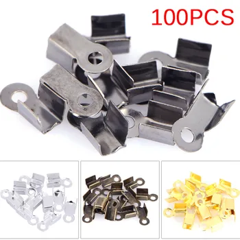

100cs/lot Leather Cord End Caps End Clasps Crimp Beads Connectors For Jewelry Making