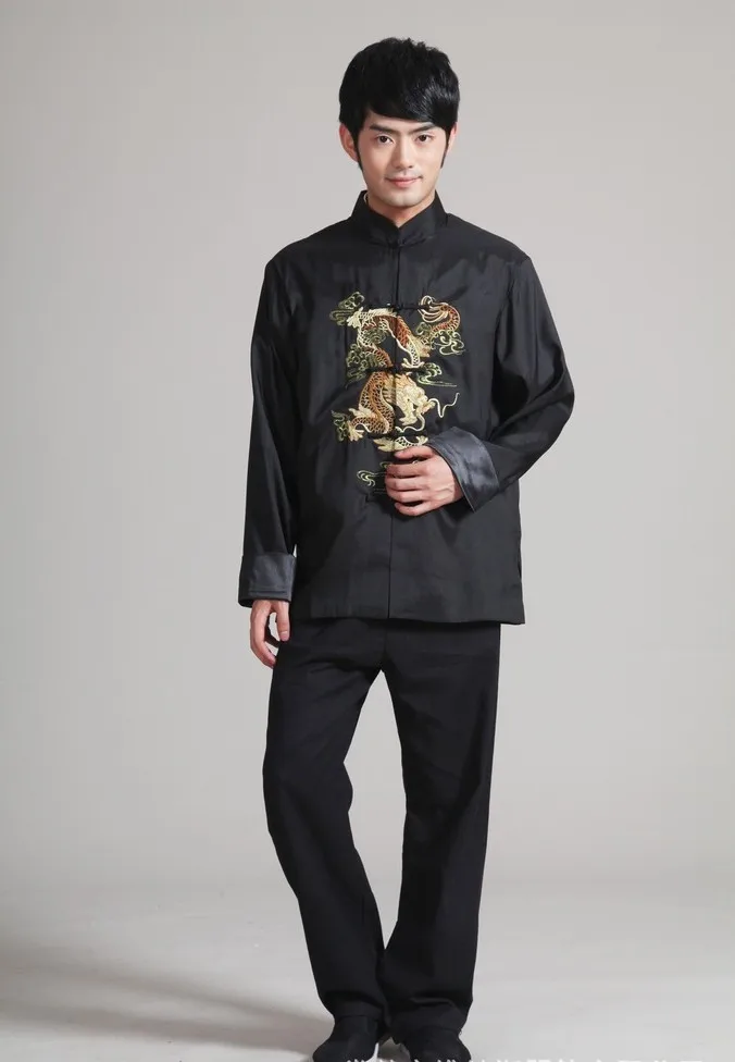 Традиционная Китайская одежда Для мужчин пятидесяти лет костюм Человек осень-зима мужской пиджак Вышивка нации Cheongsam Топ