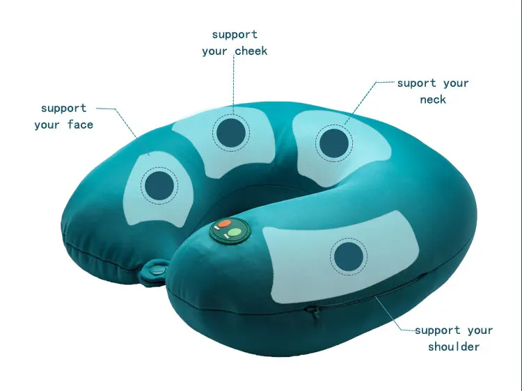 Супермен Электрический массаж шеи Синяя Подушка шейки памяти пены подушка для путешествий и автомобиля