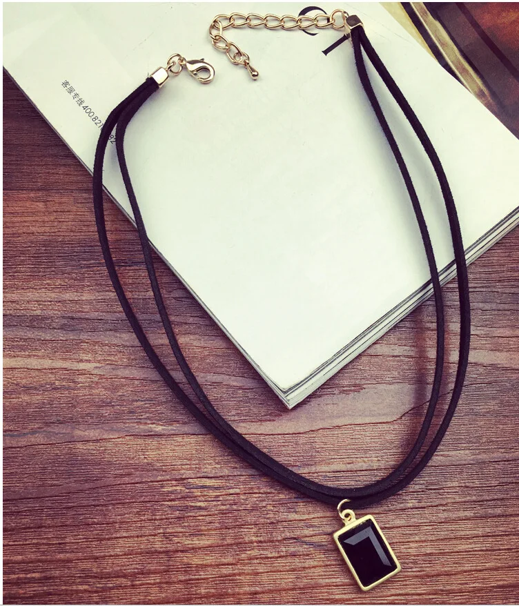 2020 New Fashion Black Leather Necklace Necklace Packing Gold Square Necklace For Female Skull Lace Hollow Out Of Jewelry|black leather necklace|leather necklacenecklace necklace - AliExpress