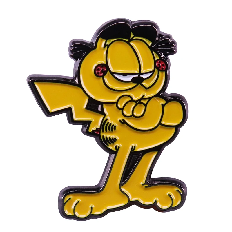 

Garfield Pikachu enamel pin cute cartoon comic brooch fun mash-up kids friends gift
