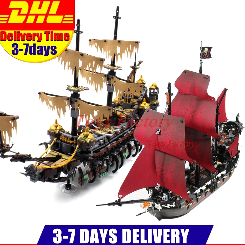 

LEPIN 16042 2344PCS Pirate of The Caribbean The Slient Mary Set +16009 Queen Anne's Reveage Ship Building Blocks Bricks Toys