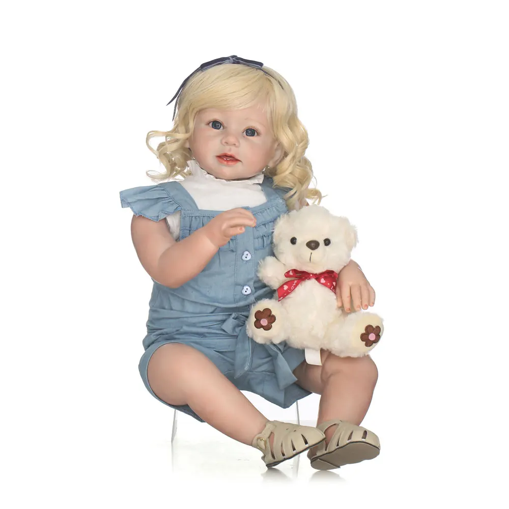 

New 70CM Lifelike Washable Full Silicone Simulated Company Reborn Baby Doll Girl Lovely Simulation Baby Doll With Dress