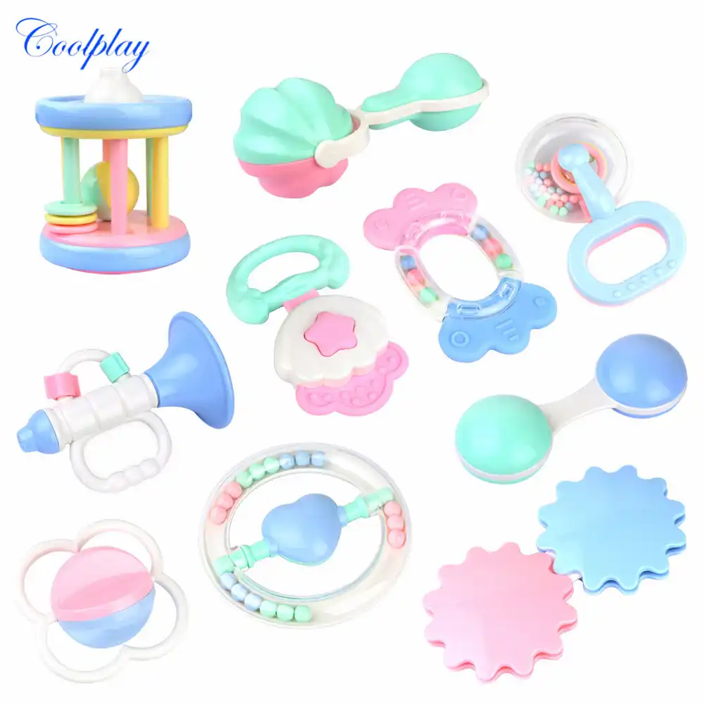 Safety Hand Hold Ring Toys Infant Shaking Bell Rattle Baby Teether Jingle