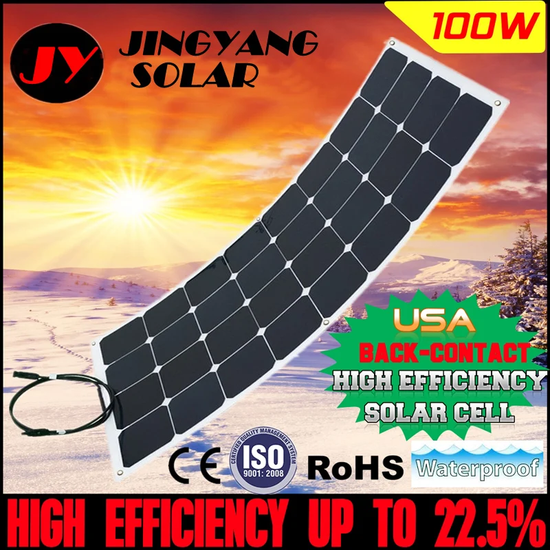 

1PCS 100W sunpower flexible solar panel 12V solar cell/module/system RV/marine/boat battery charger